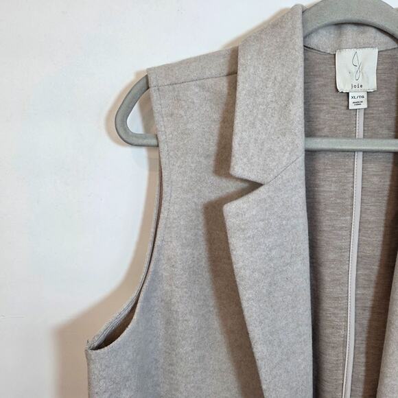 Joie Open Front Sleeveless Long Duster Vest Cardigan Women's sz XL Oatmeal‎ - Picture 4 of 11